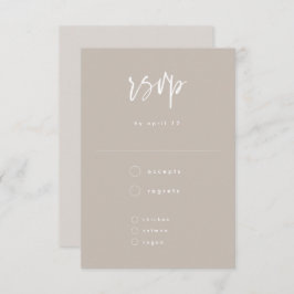 Cartão RSVP Casamento de Script Manuscrito Branco Mínimo Taupe