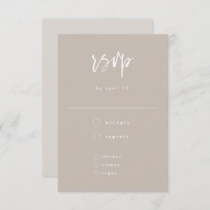 Cartão RSVP Casamento de Script Manuscrito Branco Mínimo Taupe