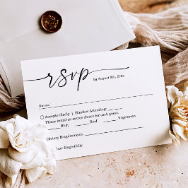 Cartão RSVP Casamento de Script Manuscrito Minimalista Simples