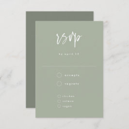 Cartão RSVP Casamento de Script Manuscrito Mínimo de Sage Verd