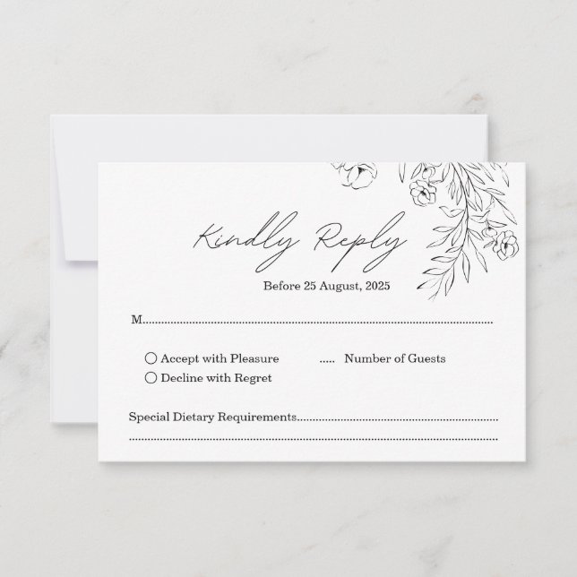 Cartão RSVP Casamento de Script Manuscrito Moderno Minimalista (Frente)