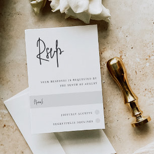 Cartão RSVP Casamento de Script Manuscrito Preto e Branco Mode