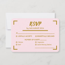 Cartão RSVP Casamento de Script Manuscrito Simples Rosa