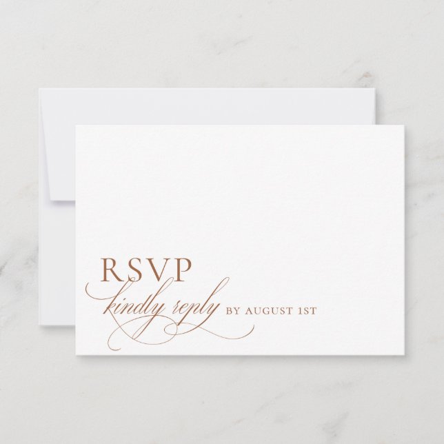 Cartão RSVP Casamento de Script Minimalista Moderno Elegante (Frente)