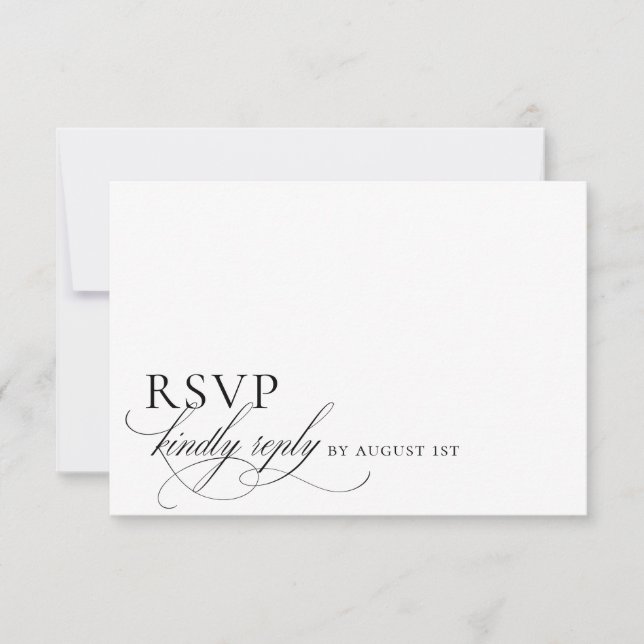 Cartão RSVP Casamento de Script Minimalista Moderno Elegante (Frente)