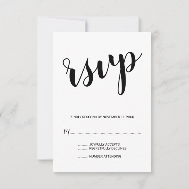 Cartão RSVP Casamento de Script Moderno (Frente)