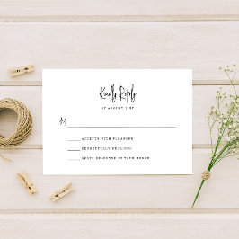 Cartão RSVP Casamento De Script Simples Com Letra Mão