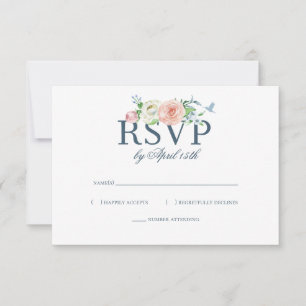 Cartão RSVP Casamento de Seersucker com Beija-flor Floral em A