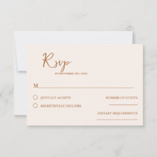 Cartão RSVP Casamento de Sienna Orangehandwrite Script minimal