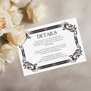 Cartão RSVP Casamento de Silhueta Vintage Negra com Tipografia