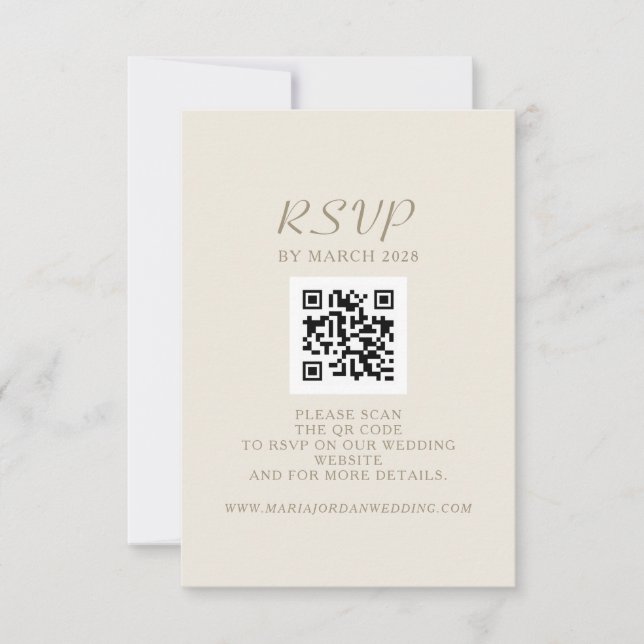 Cartão RSVP Casamento de Site de Código QR (Frente)