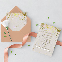 Cartão RSVP Casamento de Solicitação de Música Confetti Dourad