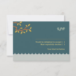 Cartão RSVP Casamento de Storybook Owl & Pussycat (Sea Blue) R