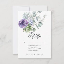 Cartão RSVP Casamento de Suculentas de Eucalipto Tropical