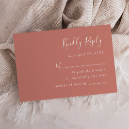Cartão RSVP Casamento de Terracota com Letra Moderna