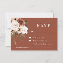 Cartão RSVP Casamento de Terracotta com Flores Modernas