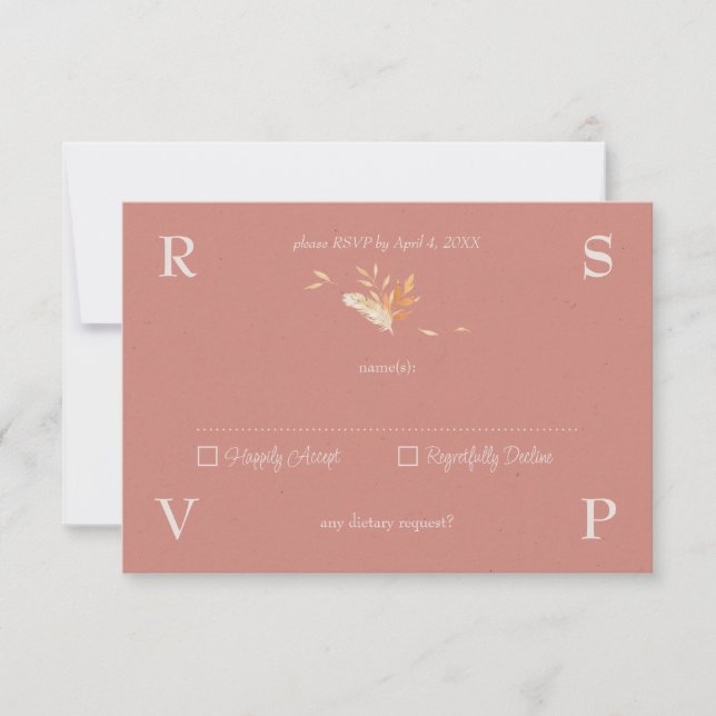 Cartão RSVP Casamento de Terracotta Elegante e Moderno (Frente)