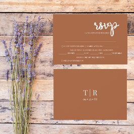 Cartão RSVP Casamento de Terracotta Simples Minimalista