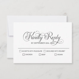 Cartão RSVP Casamento de Texto da Cinza Simples na moda