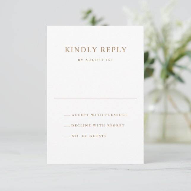 Cartão RSVP Casamento de Tipografia Simples (Em pé/Frente)