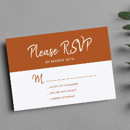Cartão RSVP Casamento de tipografia simples e moderno de terra