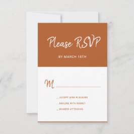 Cartão RSVP Casamento de tipografia simples e moderno de terra