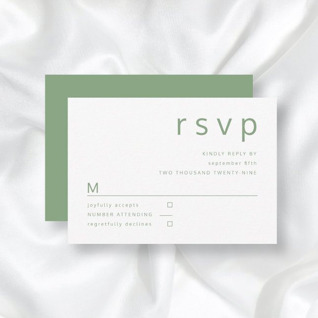 Cartão RSVP Casamento de Tipografia Simples Sage Green (Criador carregado)