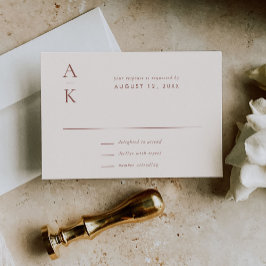 Cartão RSVP Casamento de Tom da Terra com Monograma Castanho M