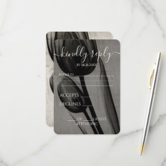 Cartão RSVP Casamento de Tulipas Dark Sepia com Raio-X Persona