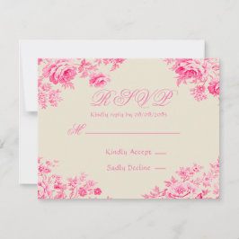 Cartão RSVP Casamento De Túnel Francês Rosa Vintage