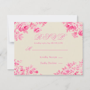 Cartão RSVP Casamento De Túnel Francês Rosa Vintage