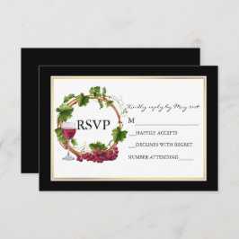 Cartão RSVP Casamento de Uvas Negras Elegante