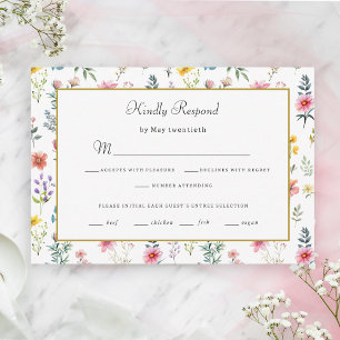 Cartão RSVP Casamento de Verão com Primavera de flor selvagem