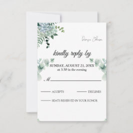 Cartão RSVP Casamento de Verão com Verde Folhagem de Eucalipto
