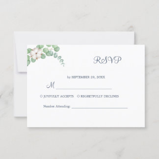 Cartão RSVP Casamento de Verão de Eucalyptus Greenery Rustic.