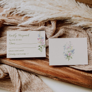 Cartão RSVP Casamento de Verão Floral Desenhado à Mão