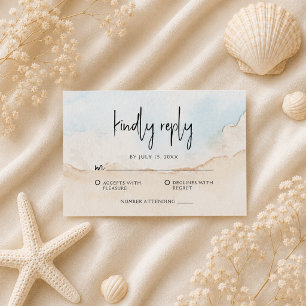 Cartão RSVP Casamento de Verão na Praia com Aquarela
