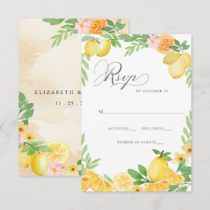 Cartão RSVP Casamento de Verão Rustic Lemon Citrus Boho