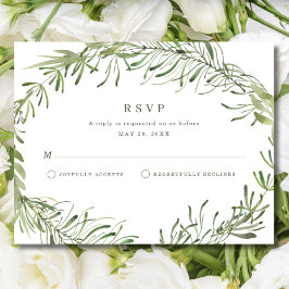 Cartão RSVP Casamento de Verde Botânica Elegante