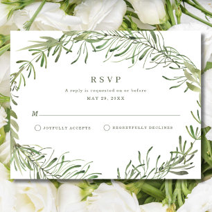 Cartão RSVP Casamento de Verde Botânica Elegante