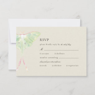 Cartão RSVP Casamento de Watercolor Luna Moth