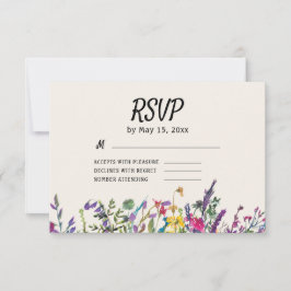 Cartão RSVP Casamento de Watercolor Wildflower