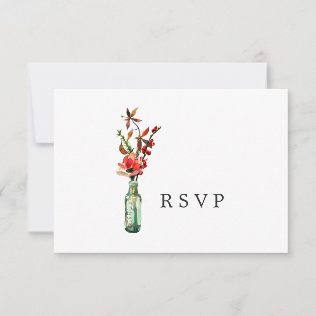Cartão RSVP Casamento de Watercolor Wildflower (Frente)