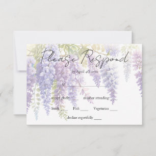 Cartão RSVP Casamento de wisteria de cor azul-esrola Elegante
