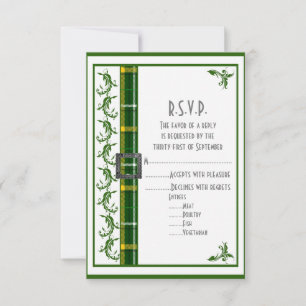 Cartão RSVP Casamento de xadrez de tartan verde R.S.V.P.