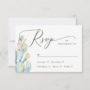 Cartão RSVP Casamento Desert Cactus   Refeição Boho do Sudoest