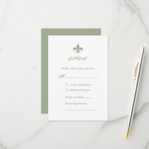 Cartão RSVP Casamento Design da França Regência Verde Fleur de