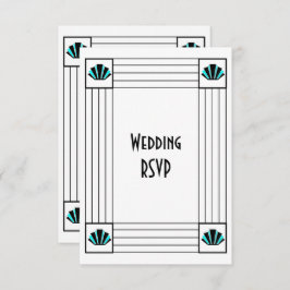 Cartão RSVP Casamento Design de Arte Azul