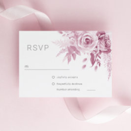 Cartão RSVP Casamento Divino Rosa Rosa Rosa