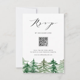 Cartão RSVP Casamento do Código QR da Floresta de Aquarela
